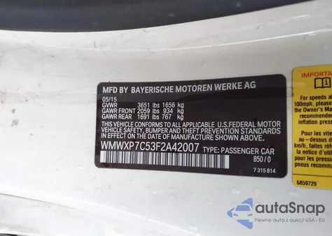 2015 Mini Hardtop Cooper S z USA, uszkodzony, nr VIN WMWXP7C53F2A42007